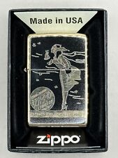 Rare Iconic Zippo Windy Girl High Polish Brass/Black Zippo Lighter NEW picture