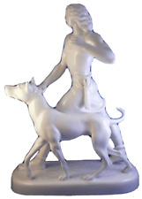Augarten Porcelain Vienna Blanc de Chine Man Dog Figurine Figure Porzellan Figur picture