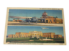 c1941 Municipal Airport Administration Building Fairfax KC VINTAGE Postcard picture