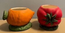 Set 2 Vintage Ceramic Tomato & Carrot Planter Flower Pot Vase MCM Decor 3
