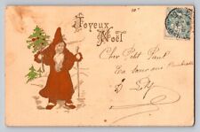 c1905 Old World Brown Santa Claus Tree Christmas P228 picture
