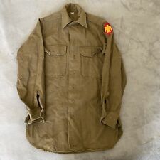 WWII Officer OD Wool Shirt 45th Infantry Division Patch Button Army 13.5-32 USA picture