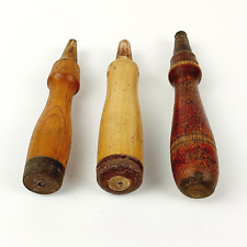 Vintage Lot of 3 Wooden Socket Chisel Handles 2-Leather Ends with 1/2