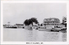 Killarney Ontario ON Docks Sportsman's Inn Boats Esso Sign c1964 RP Postcard H19 picture