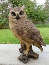 SCREECH OWL FIGURINE ON TREE STUMP HOOTER STATUE WISE OLD OWL ornament new picture