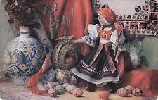Vintage Art Postcard Easter Eggs Czech Doll in Ethic Dress Ceramics picture