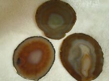 Brown/Orange/Opaque Large Polished Banded AgatGeode Slices (Lot of 3) Stunning picture