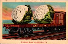 Exaggerated Postcard Greetings Gassetts Vermont VT Quality & Quantity 1947  V316 picture
