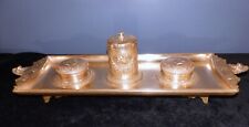 Antique 19th c F. BARBEDIENNE French BRONZE INKWELL Inkstand w Cobalt Inserts picture