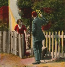 c1910 Bamforth Co Lovers Greeting Quote England Art Nouveau Postcard picture