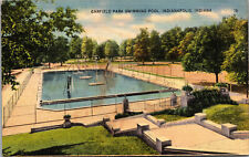 Vtg Indianapolis Indiana IN Garfield Park Swimming Pool 1940s Linen Postcard picture