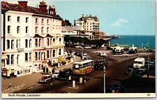 North Parade Llandudno Street View Buses and Cars Postcard picture
