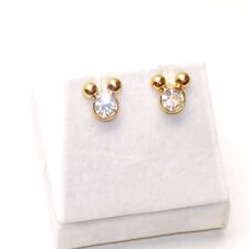 Vintage Vtg Disney Mickey Mouse Napier Pierced Crystal and Gold Stud Earrings picture