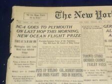1919 MAY 30 NEW YORK TIMES - NC-4 GOES TO PLYMOUTH - NT 9254 picture