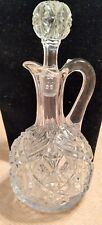 Vintage Hand Cut Glass Decanter With Stopper 7 In H.  Bar Ware, Oil And Vinegar picture