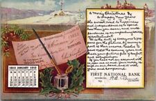 1910 MENOMONIE, Wisconsin Advertising Postcard FIRST NATIONAL BANK Jan. Calendar picture