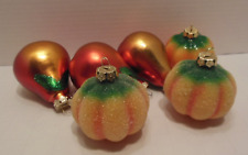 6 Vtg Glass Fruit Veg Ornament 3 pears 3 pumpkins picture