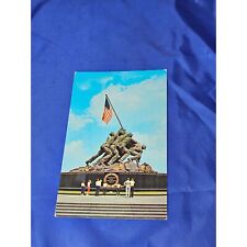 United States Marine Corps War Memorial IWO Jima Statue Postcard Chrome Divided picture