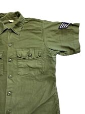 OG 107 OD Sateen Cotton Fatigue Shirt Vietnam War 1960 70s L USAF Patches picture