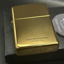 Zippo Armor Case Titanium Gold Side Logo Oil Lighter Etching Brass Japan New picture