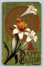c1910 Fantasy Chick Sitting On Honeysuckle Happy Easter P176A picture
