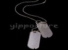 U.S. Military Spec Army WWII Blank Dog Tags Set w/ Stainless Steel Chains picture