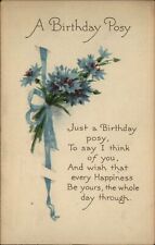 Birthday poem Gibson Art floral cornflower posy  1917 to LB Chaloux Rochester NY picture
