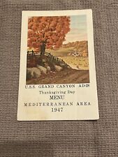 1947 Thanksgiving Day Menu USS GRAND CANYON AD-28 / Mediterranean Area picture