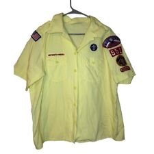 Boy Scouts of America Yellow Patch Size L Made in USA Vintage Button Up Shirt picture