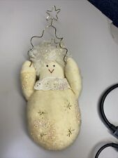 Russ Berrie plush Snow girl in white #11837 NEW 8in hanging, Glitter & Gold picture
