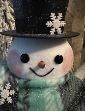 Decorative Stuffed Snowman with Black Top Hat 9.5” x 6” x 6” Christmas Holidays picture