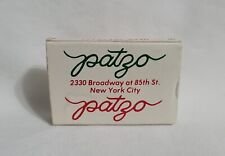 Vintage Patzo Italian Restaurant Matchbox New York City Advertising Matchbook picture