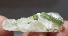 14.90Ct Beautiful Natural Green Color Tourmaline With Quratz Crystal Specimen  picture