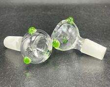 2 PACK BOWL 14MM CLEAR GREEN GLASS REPLACEMENTS FOR BONG USA SELLER FREE SCREENS picture