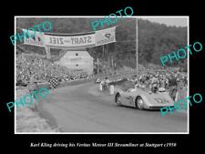 OLD LARGE HISTORIC PHOTO OF KARL KLING DRIVING HIS VERITAS METEOR STUTTGART 1950 picture