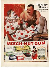 1937 Beech Nut Chewing Gum Vintage Print Ad Circus Clown Strong Man picture