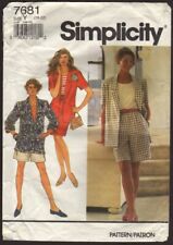 Simplicity 7681 Pattern Pull-on Skirt Shorts with Jacket Size 18-22 Misses picture