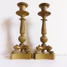 SUPERB PAIR OF FRENCH ANTIQUE EARLY 19th CENTURY BRONZE CANDLESTICKS 1820's picture
