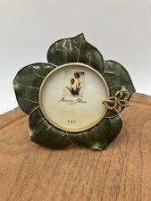 Ashleigh Manor Jeweled Enamel Picture Frame Green Flower with Butterfly 3x3 picture