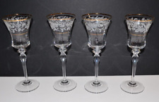 Vtg Mikasa Antique Lace Wine Glass Set Crystal 4 pc Floral Formal dining picture