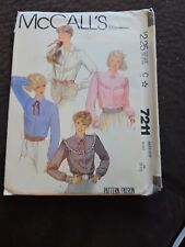 1980 McCalls 7211 Vintage Sewing Pattern Womens Prairie Shirt Blouse Size 8 picture