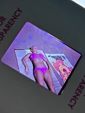 1960s Sexy Woman PINK SWIMSUIT Tanning Vintage 35mm Slide PHOTO picture
