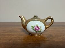 Vintage Miniature Porcelain Teapot Gold Pink Roses Nico Japan picture
