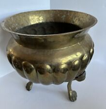 Vintage Large 12” X 12” Brass Footed Planter picture