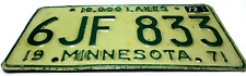 Vintage 1971 Minnesota State License Plate 6JF 833 picture