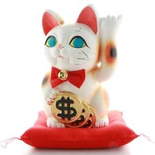 Japanese Handmade Dollar lucky Cat Maneki Neko 7.9 in Tokoname Ware Gift Japan picture
