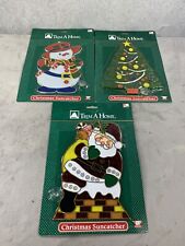 Trim a Home Christmas Themed Sun Catchers Lot Of 3 Santa Snow Man Christmas Tree picture