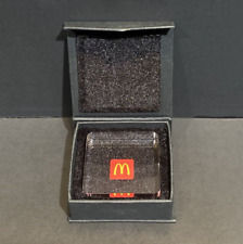 Rare McDonald's Clear Glass Paperweight Square Red Golden Arches Original Box picture
