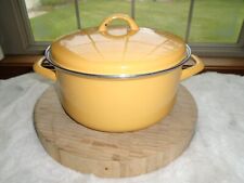 Vintage Westen Bassano Enameled Stock Pot w/Lid Yellow Made in Italy Very Nice picture