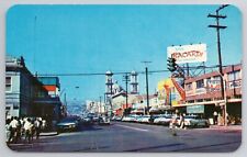 Postcard Street Scene Tijuana Mexico Advertising Storefronts Cars picture